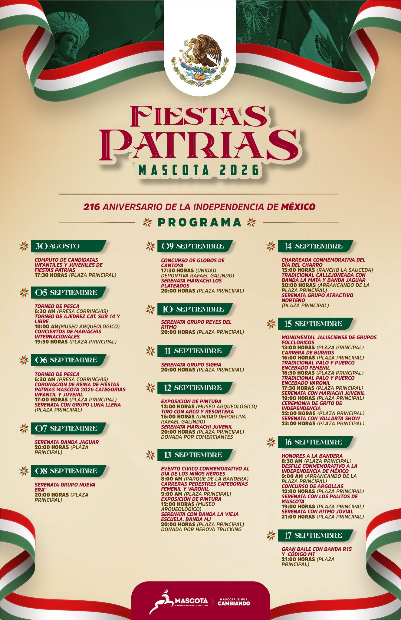 Fiestas Patronales y Patrias de Mascota, Jalisco 2026